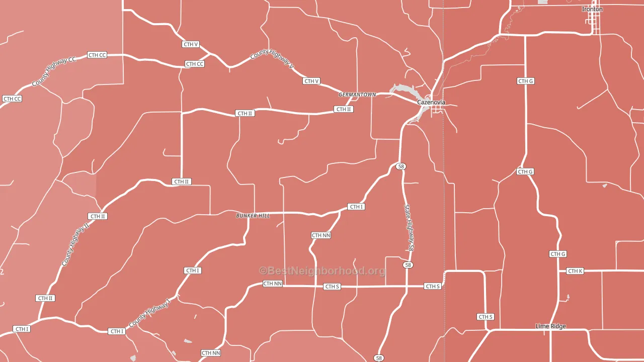 Cazenovia, WI block-group political-lean map