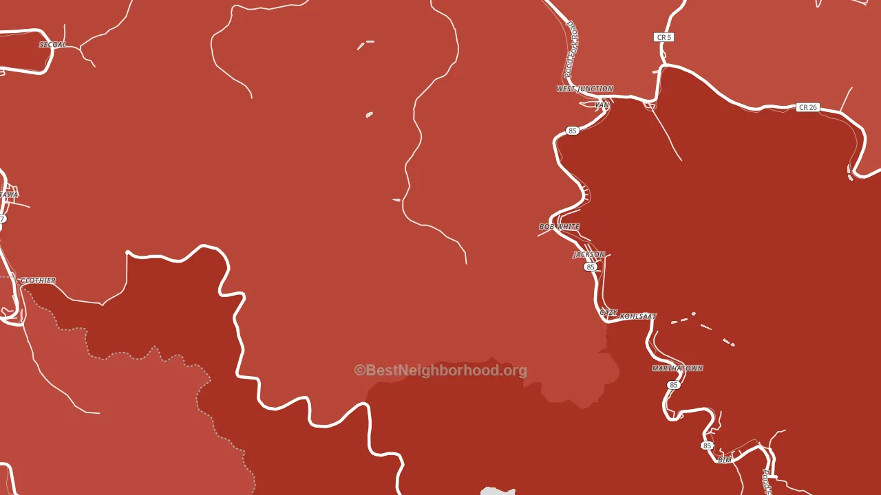 Cazy, WV block-group political-lean map