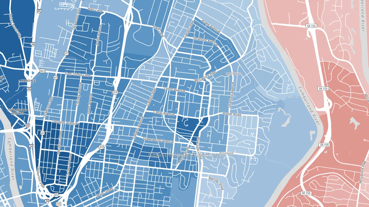 CCSI-South Inglewood, Nashville, TN block-group political-lean map