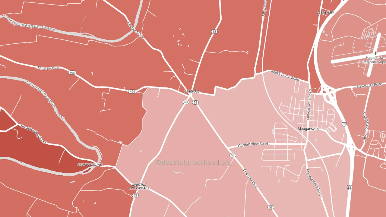 Cearfoss, MD block-group political-lean map