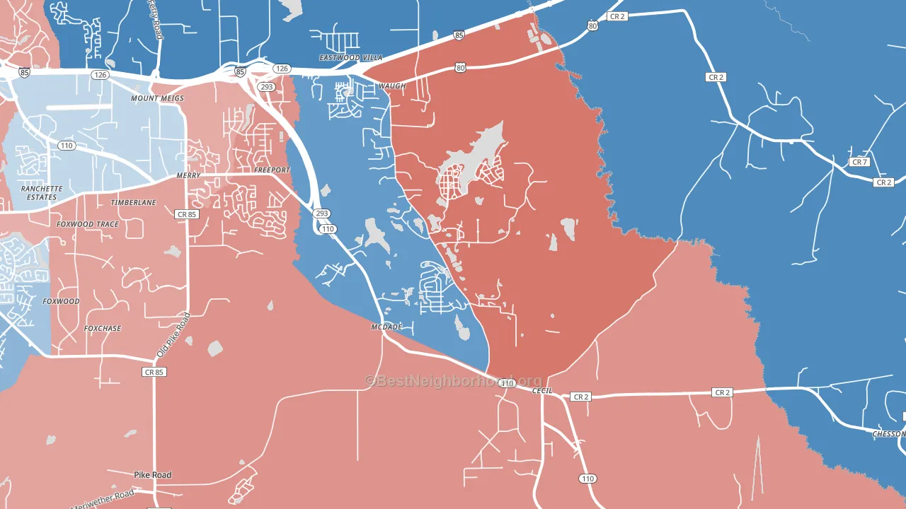 Cecil, AL block-group political-lean map