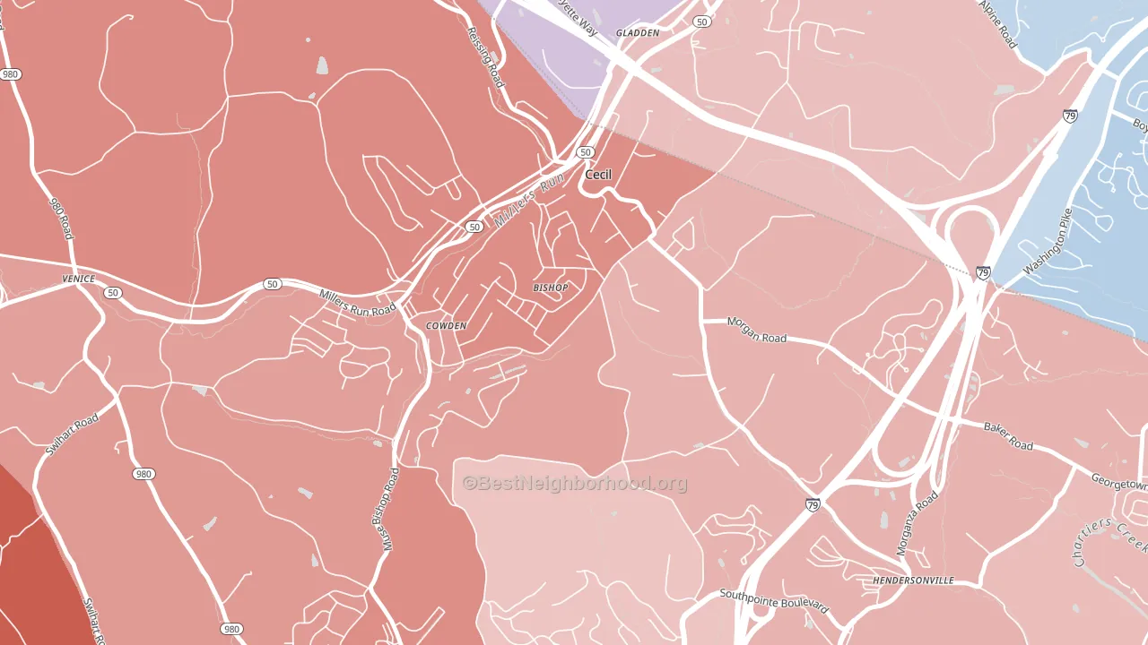 Cecil-Bishop, PA block-group political-lean map