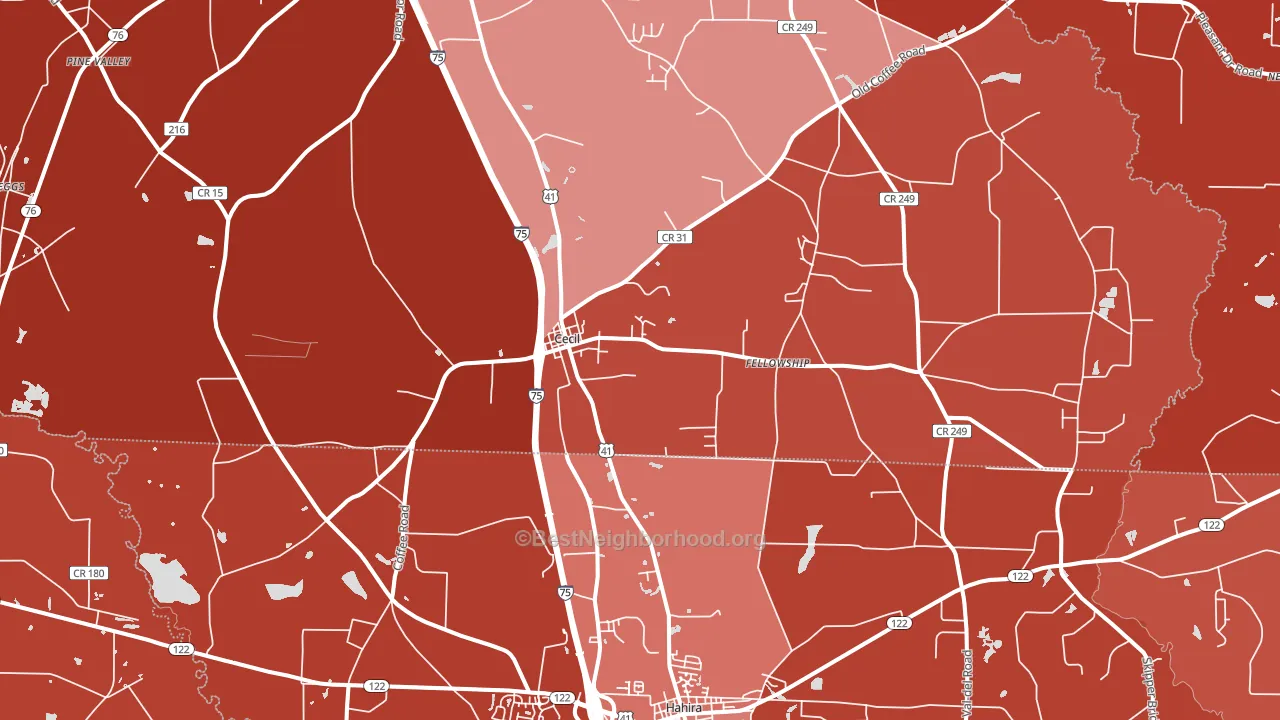 Cecil, GA block-group political-lean map