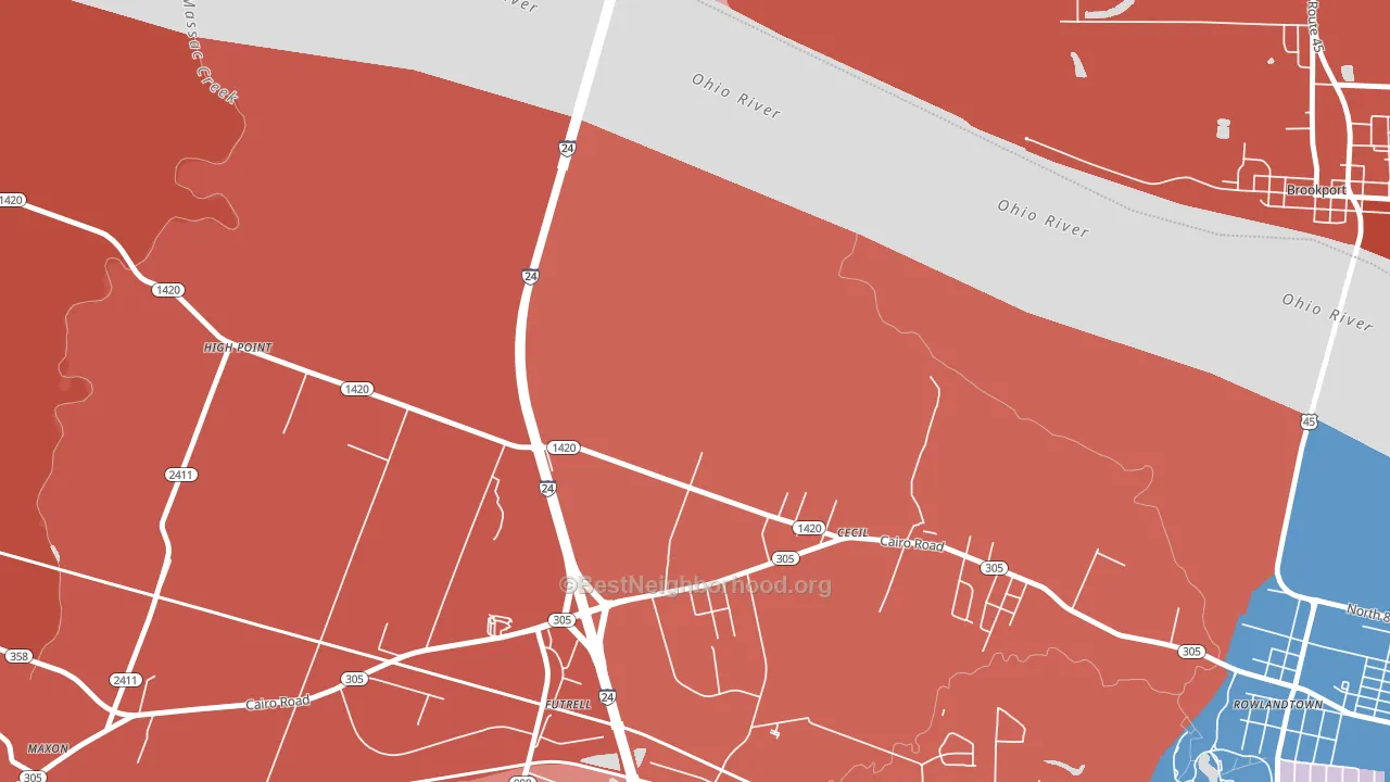 Cecil, KY block-group political-lean map