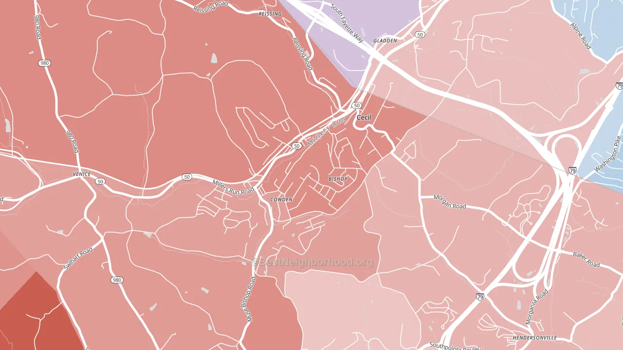 Cecil, PA block-group political-lean map