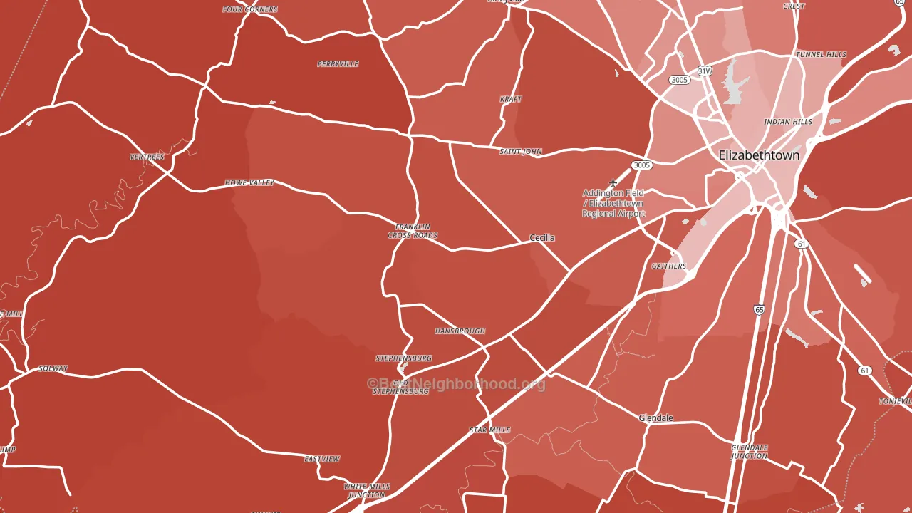 Cecilia, KY block-group political-lean map