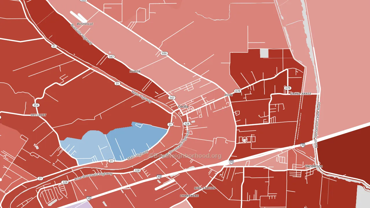 Cecilia, LA block-group political-lean map