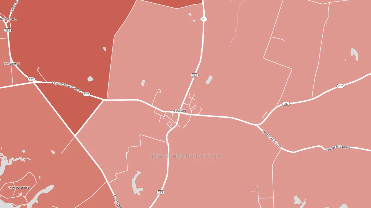 Cecilton, MD block-group political-lean map