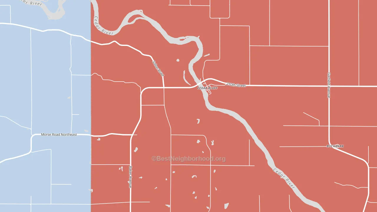 Cedar Bluff, IA block-group political-lean map