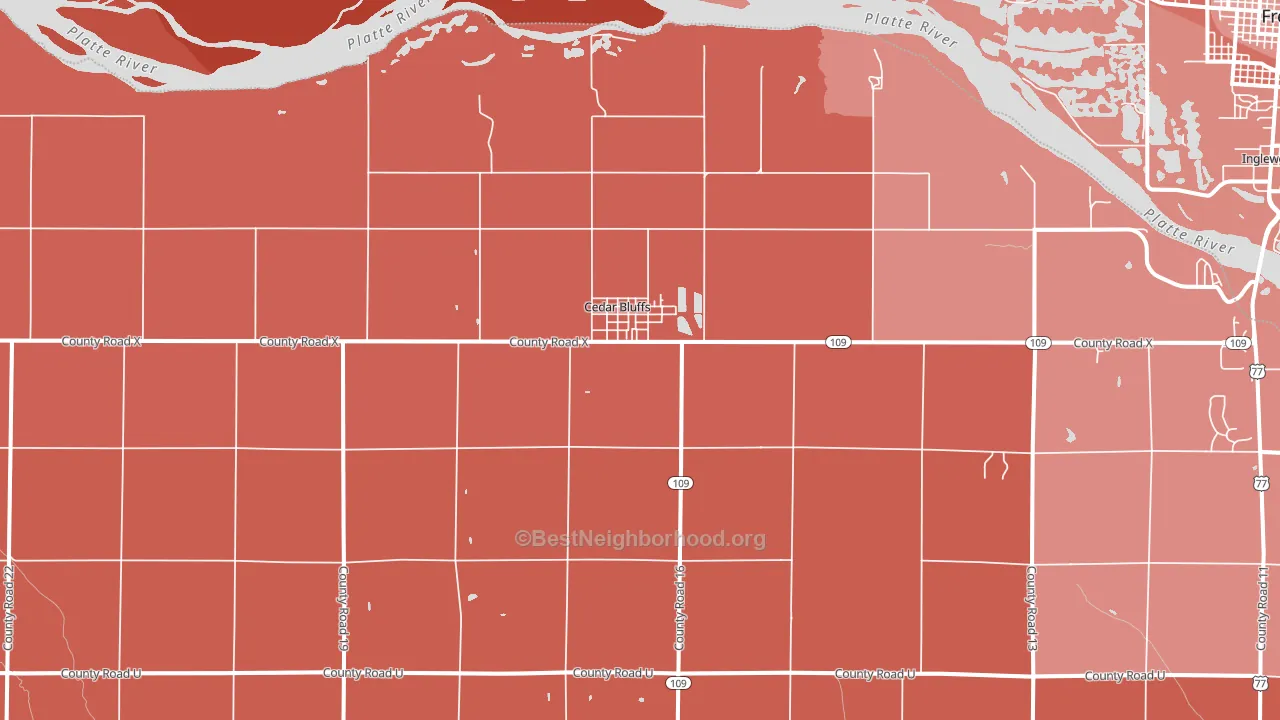 Cedar Bluffs, NE block-group political-lean map