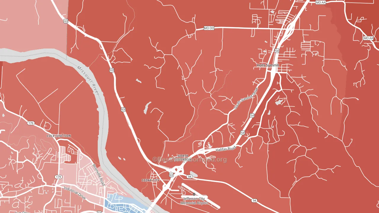 Cedar City, MO block-group political-lean map