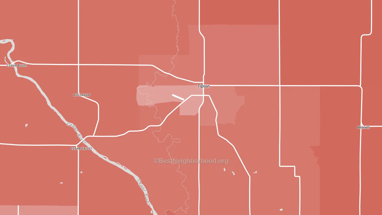 Cedar County, IA block-group political-lean map