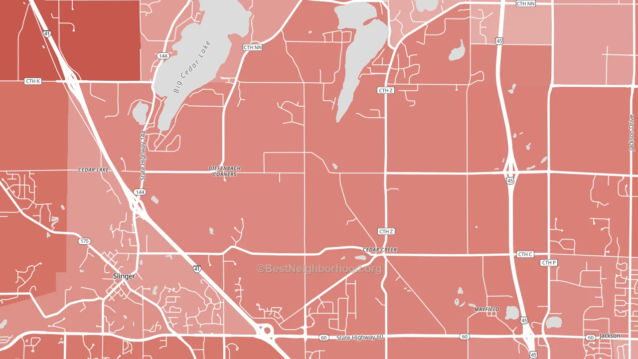 Cedar Creek, WI block-group political-lean map