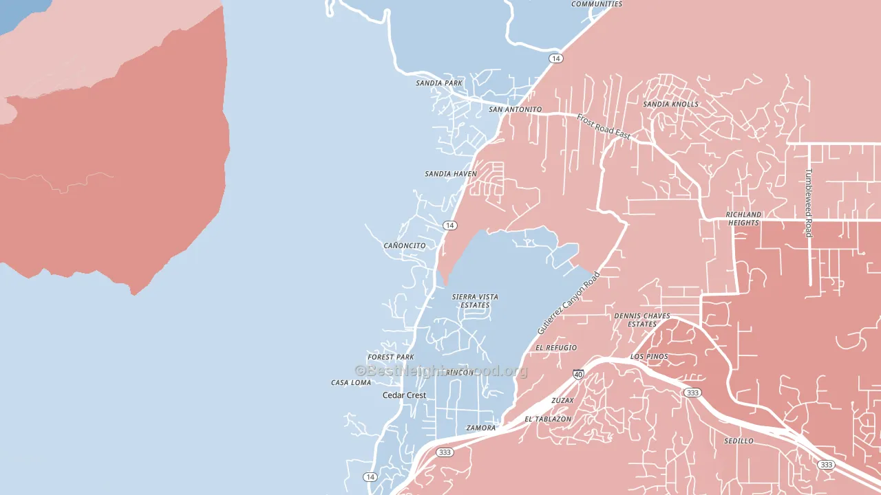 Cedar Crest, NM block-group political-lean map