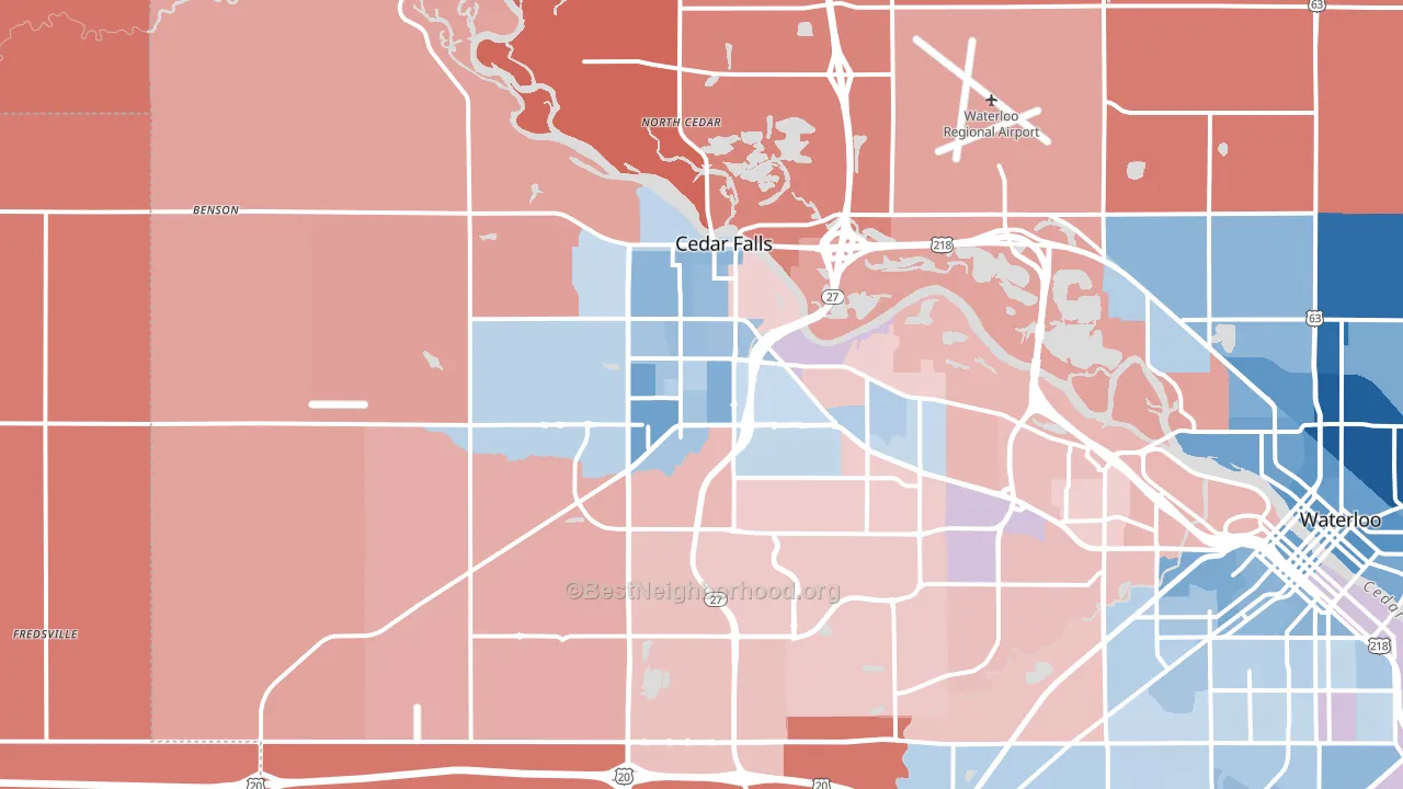 Cedar Falls, IA block-group political-lean map