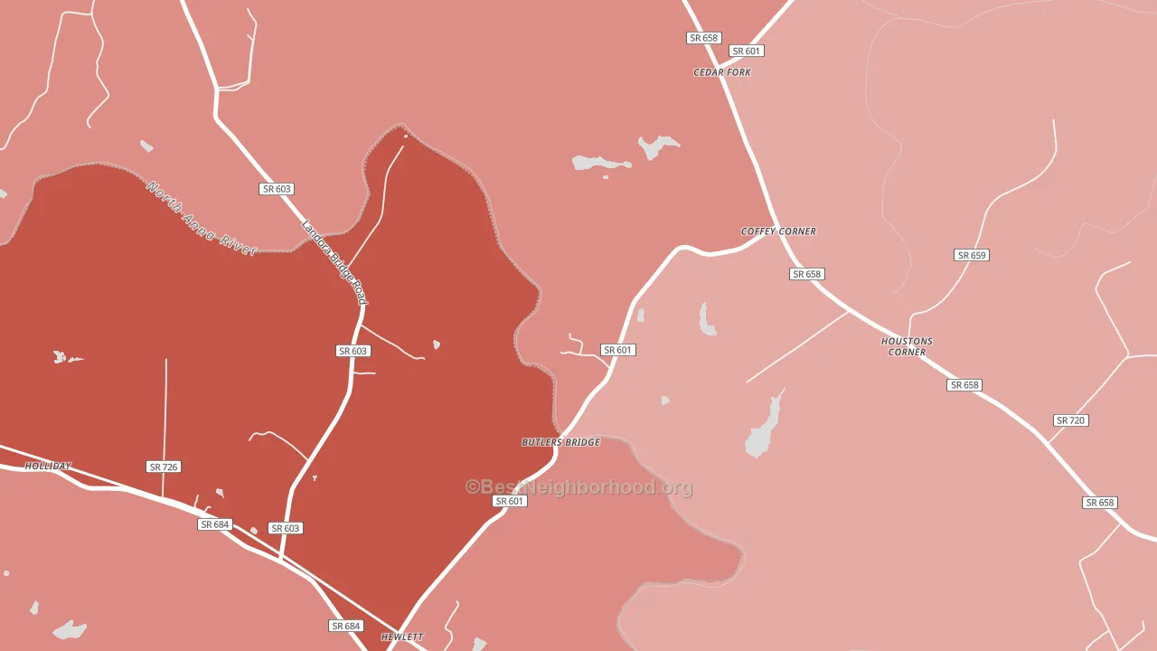 Cedar Fork, VA block-group political-lean map