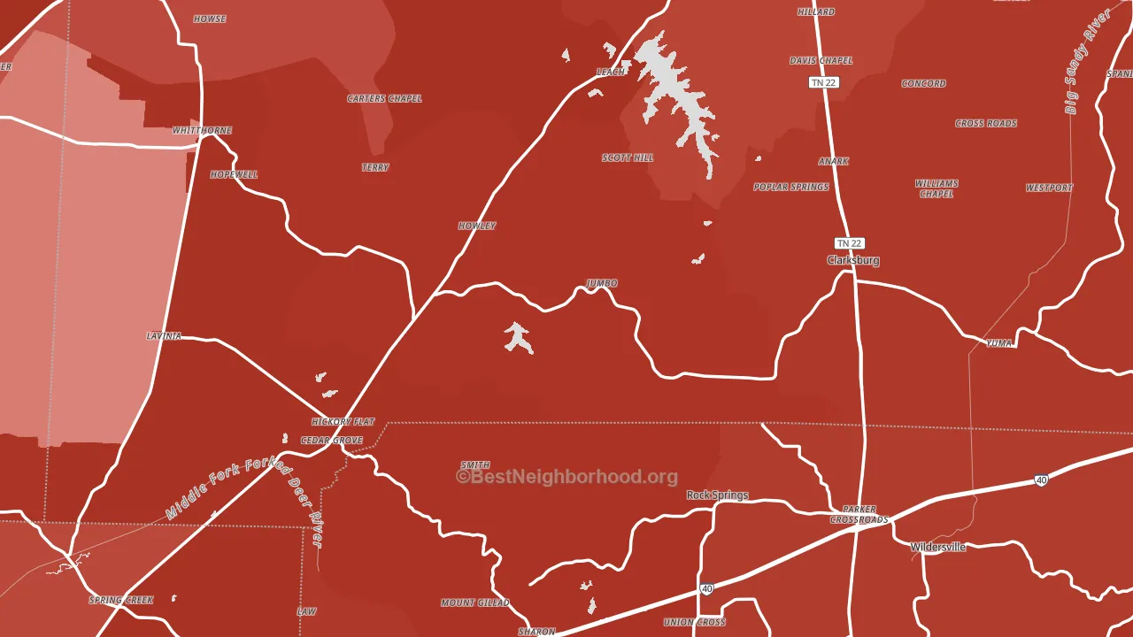 Cedar Grove, TN block-group political-lean map