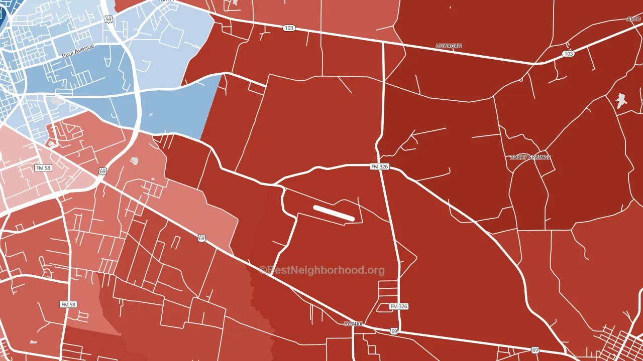 Cedar Grove, TX block-group political-lean map