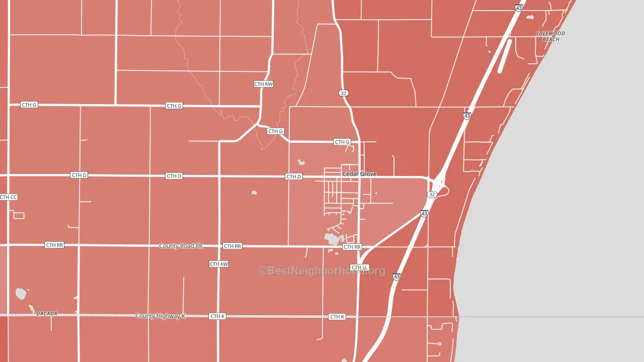 Cedar Grove, WI block-group political-lean map