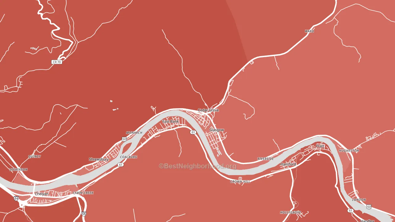 Cedar Grove, WV block-group political-lean map