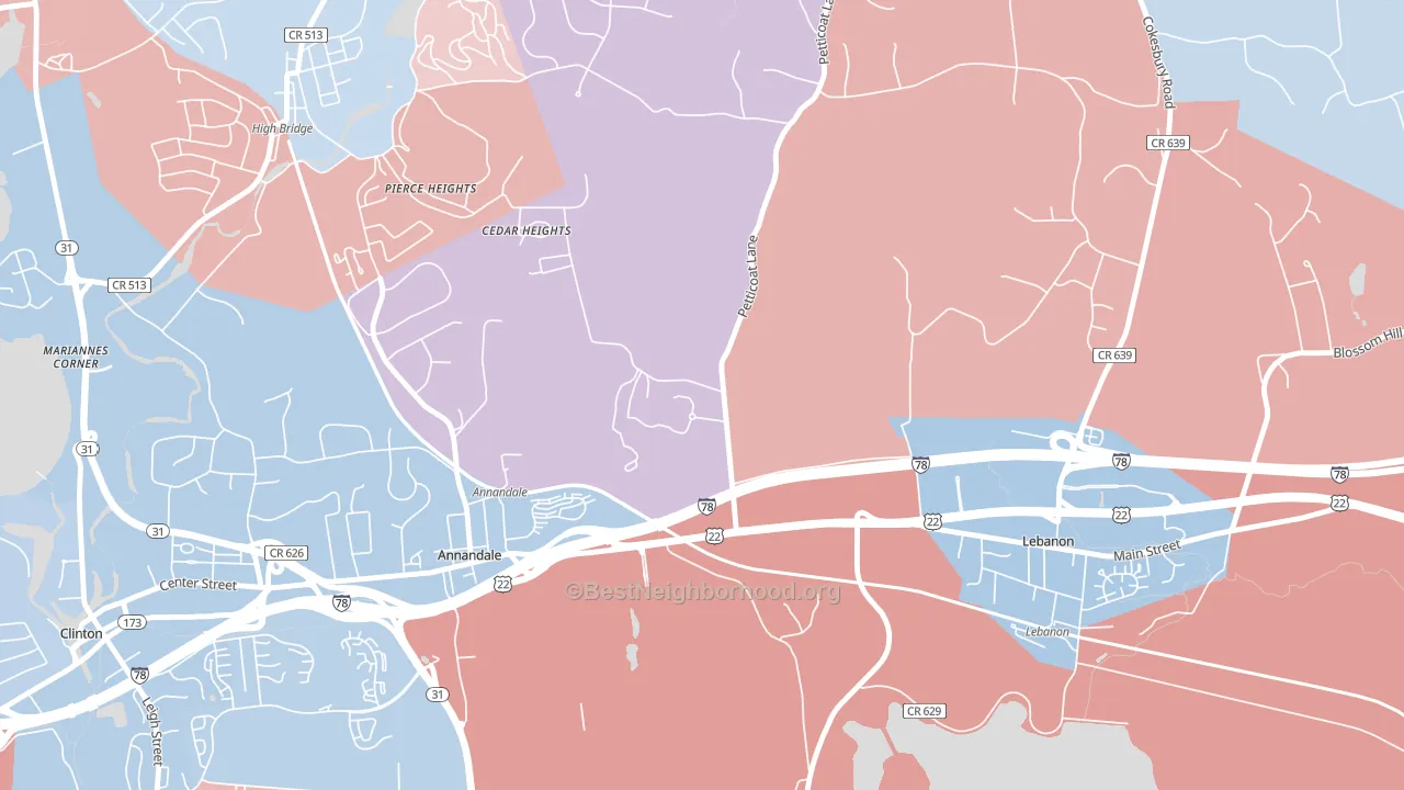 Cedar Heights, NJ block-group political-lean map