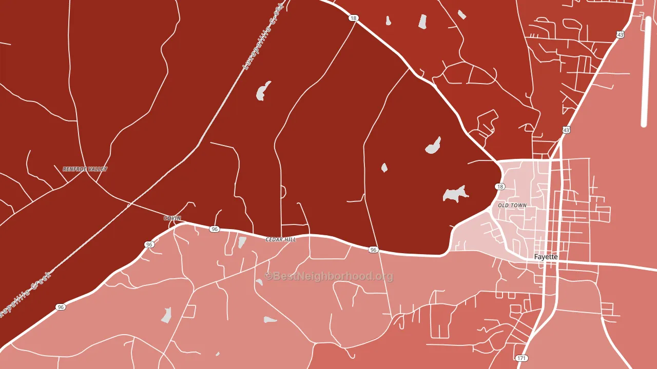 Cedar Hill, AL block-group political-lean map