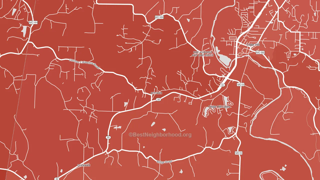 Cedar Hill Lakes, MO block-group political-lean map