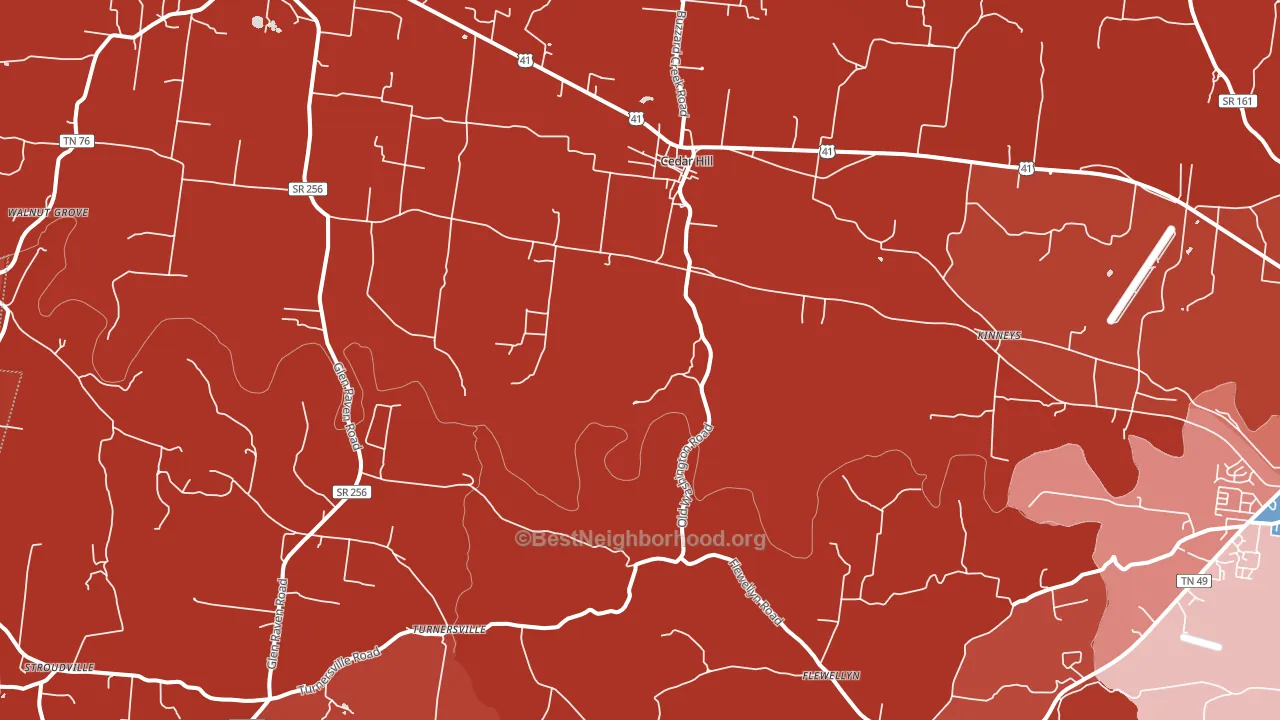 Cedar Hill, TN block-group political-lean map