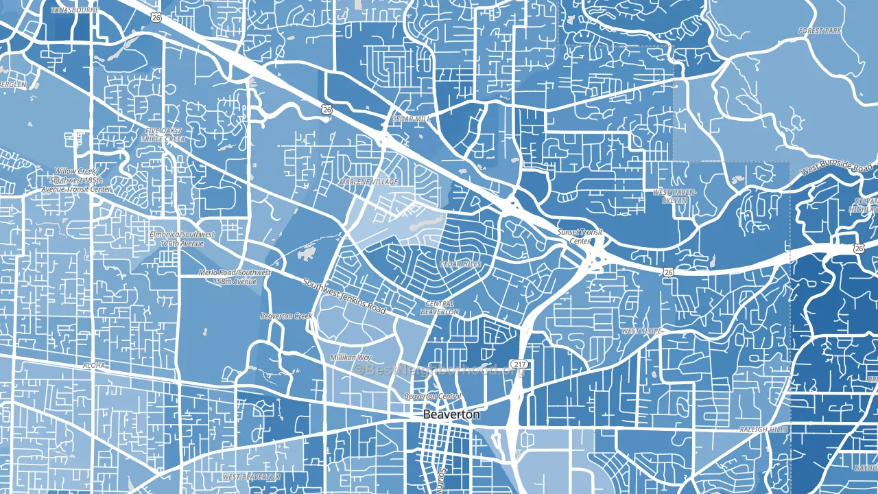 Cedar Hills-Cedar Mill North, Beaverton, OR block-group political-lean map