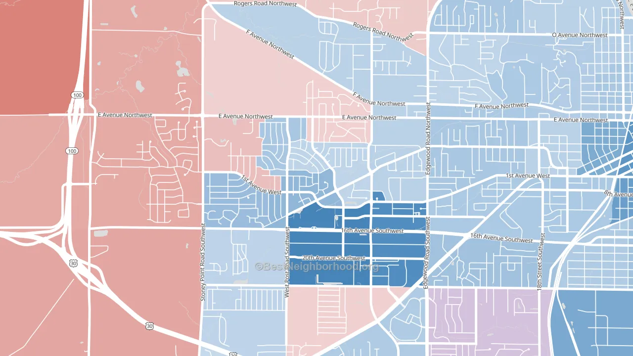 Cedar Hills, Cedar Rapids, IA block-group political-lean map