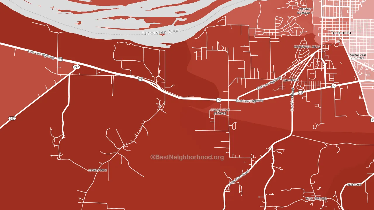 Cedar Hills Estates, AL block-group political-lean map