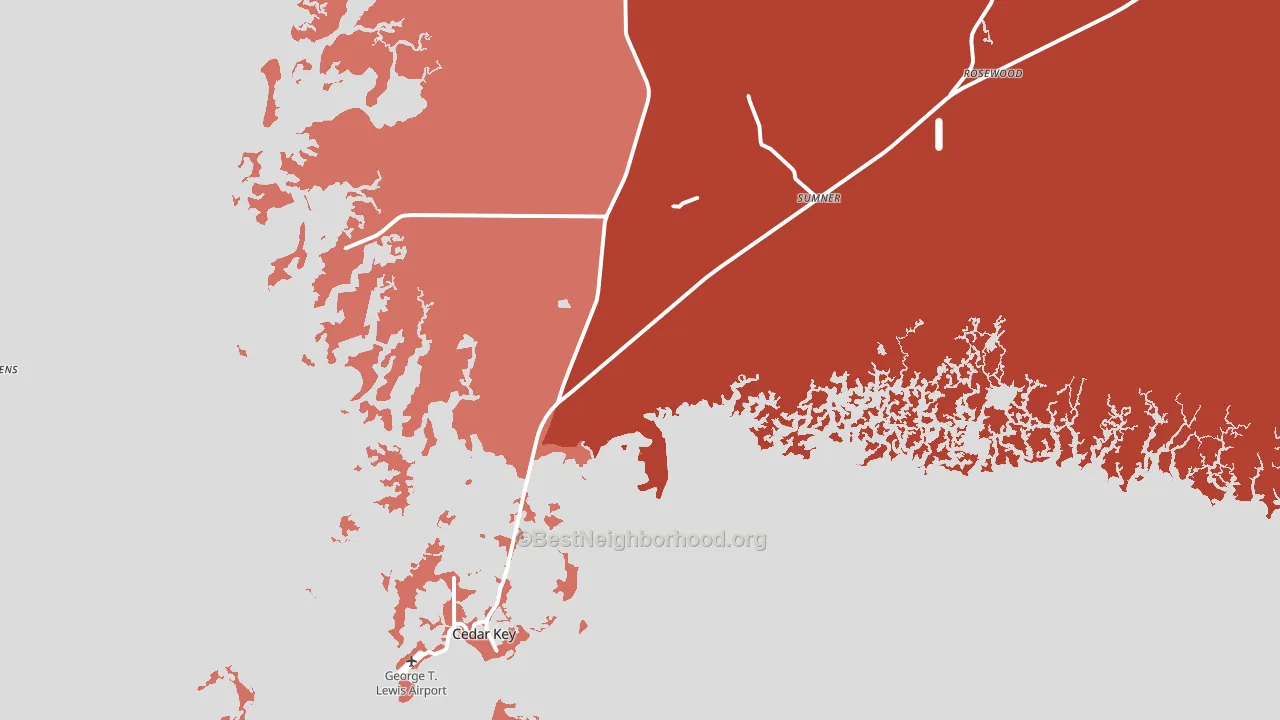 Cedar Key, FL block-group political-lean map