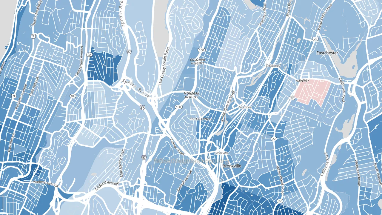 Cedar Knolls, Bronxville, NY block-group political-lean map