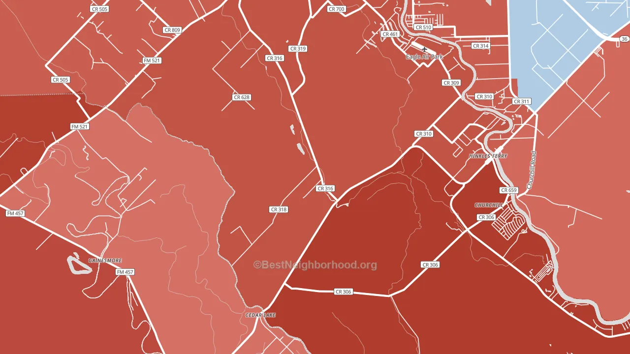 Cedar Lake, TX block-group political-lean map