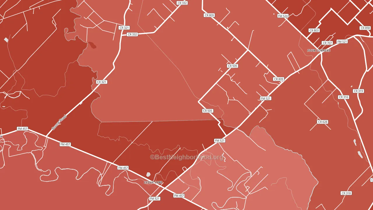 Cedar Lane, TX block-group political-lean map