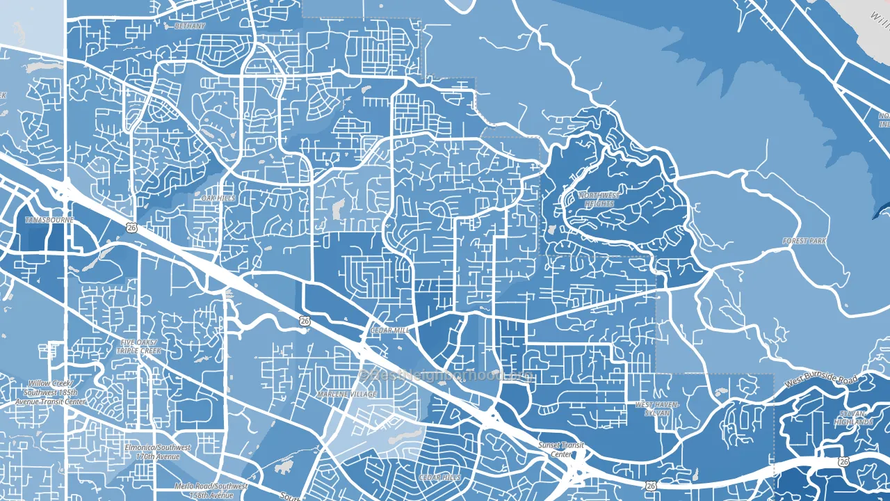 Cedar Mill, OR block-group political-lean map