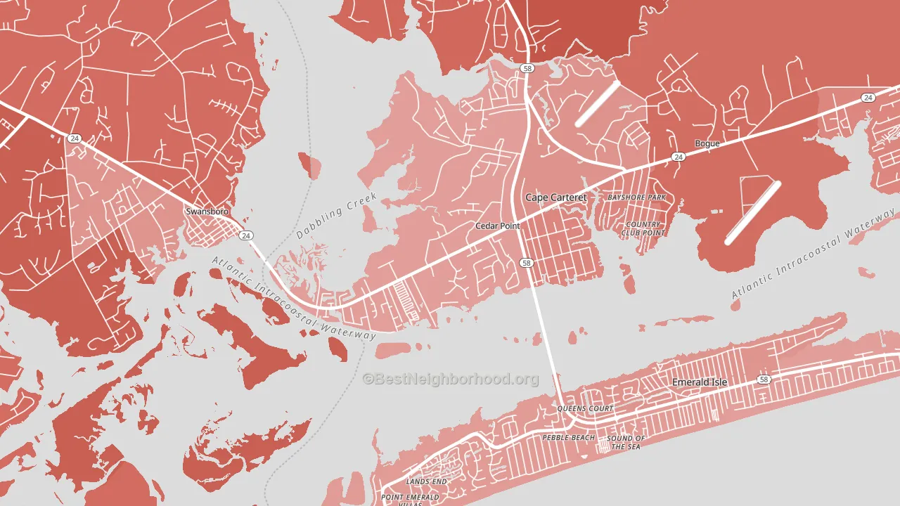 Cedar Point, NC block-group political-lean map