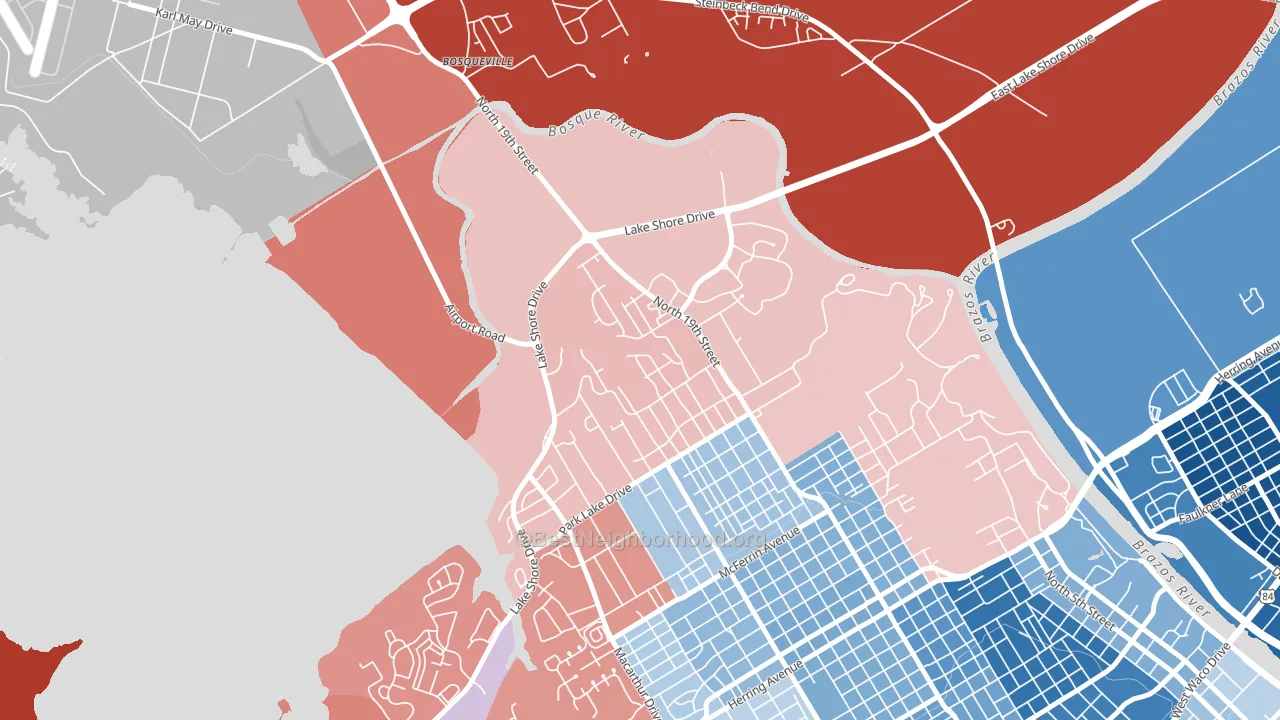 Cedar Ridge, Waco, TX block-group political-lean map