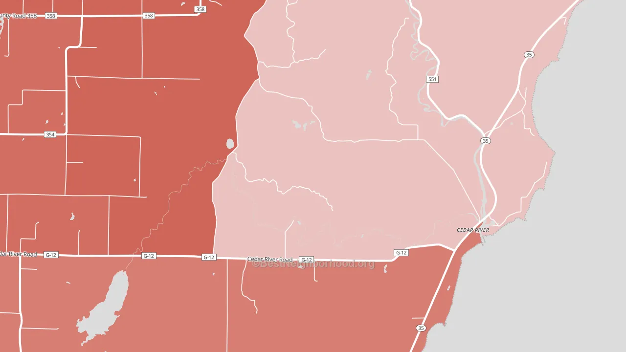 Cedar River, MI block-group political-lean map
