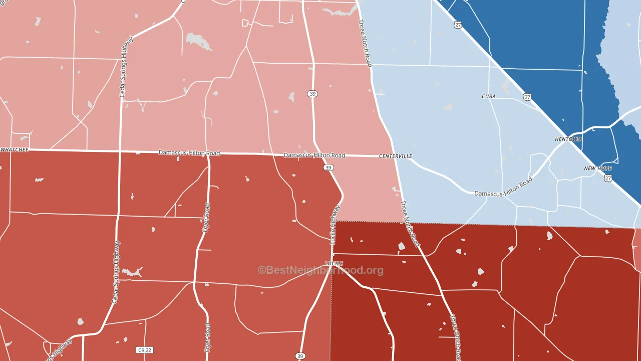 Cedar Springs, GA block-group political-lean map
