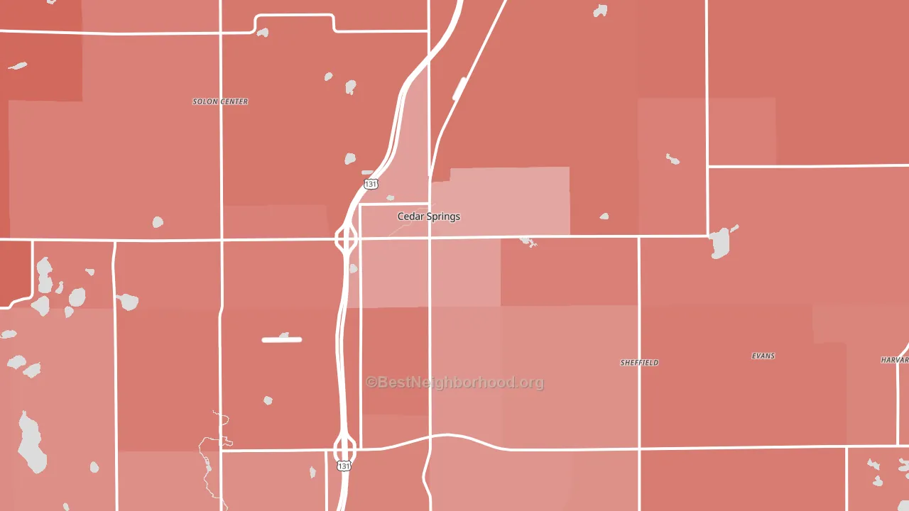 Cedar Springs, MI block-group political-lean map