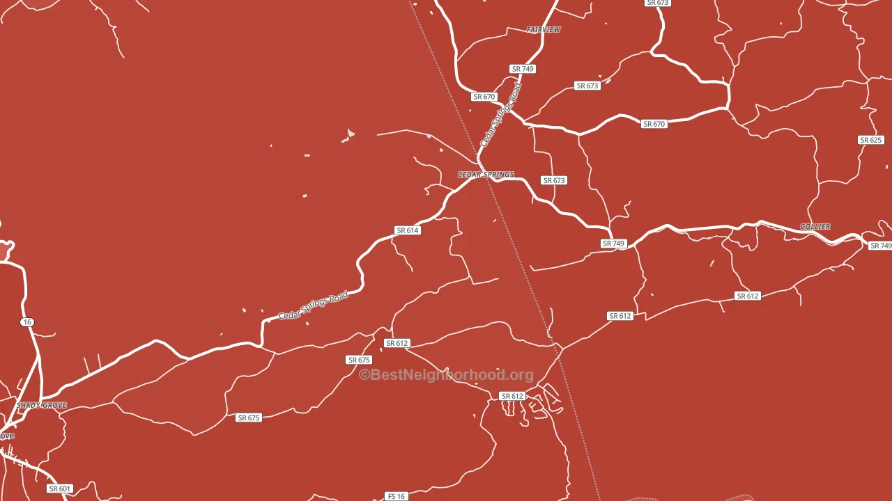 Cedar Springs, VA block-group political-lean map