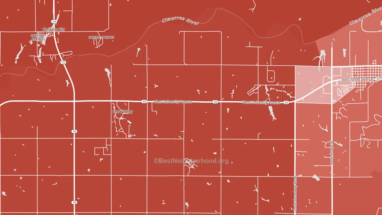 Cedar Valley, OK block-group political-lean map