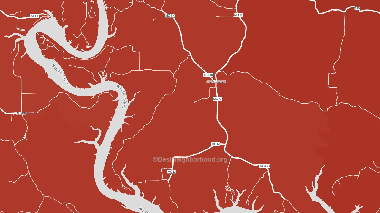 Cedarcreek, MO block-group political-lean map