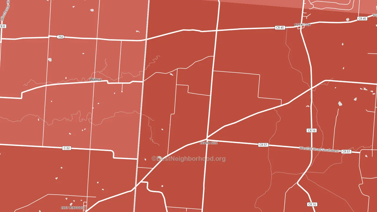 Cedarhill, OH block-group political-lean map