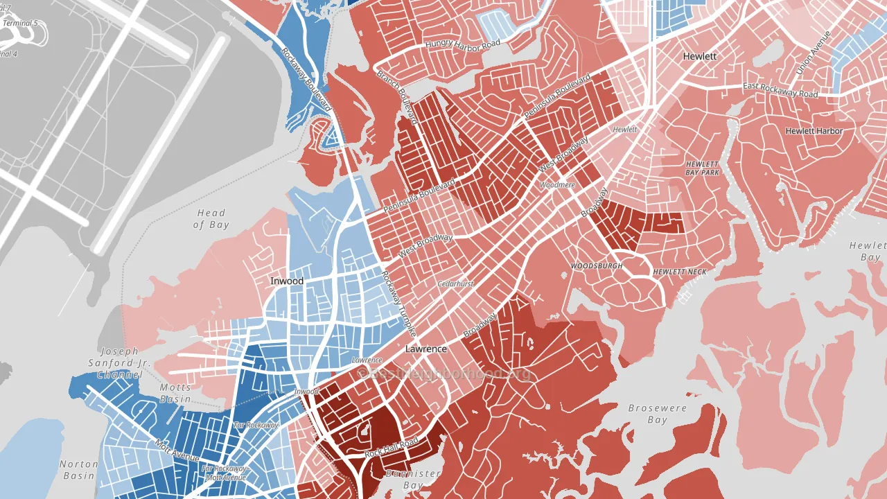 Cedarhurst, NY block-group political-lean map