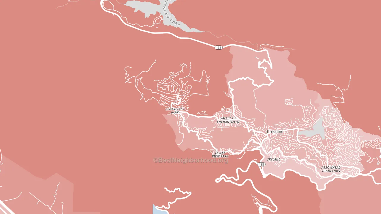 Cedarpines Park, CA block-group political-lean map