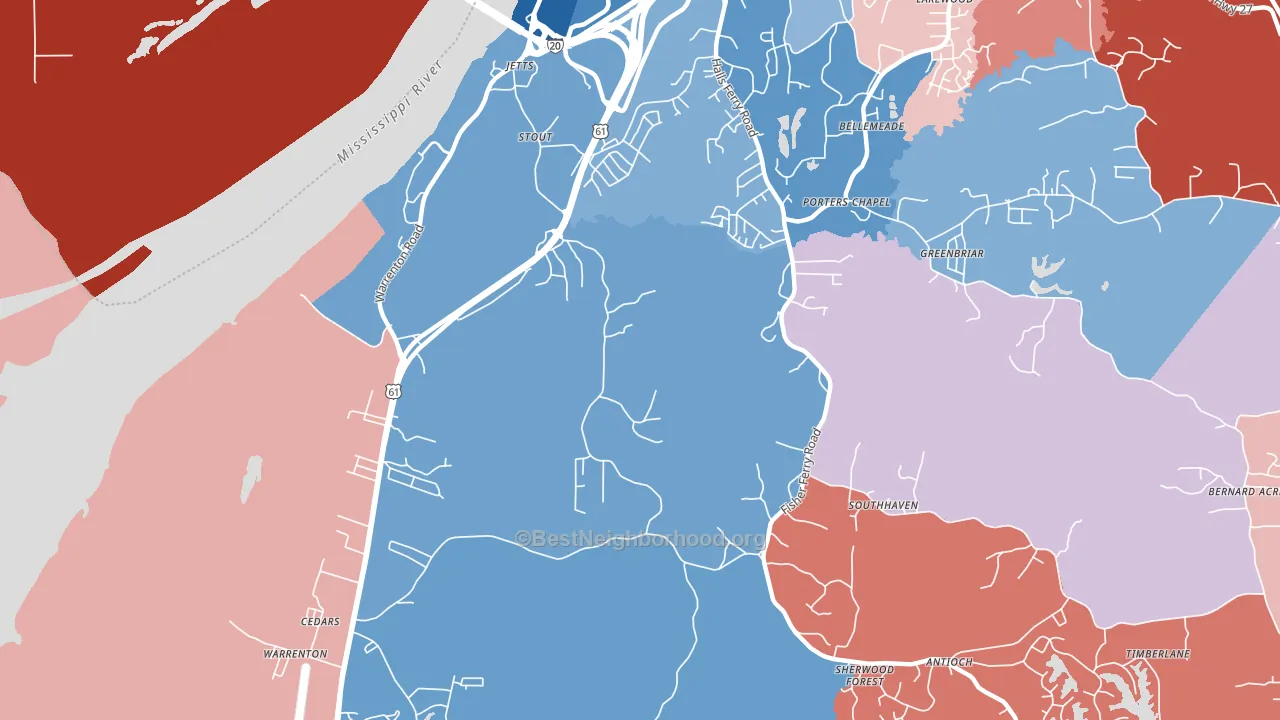 Cedars, MS block-group political-lean map