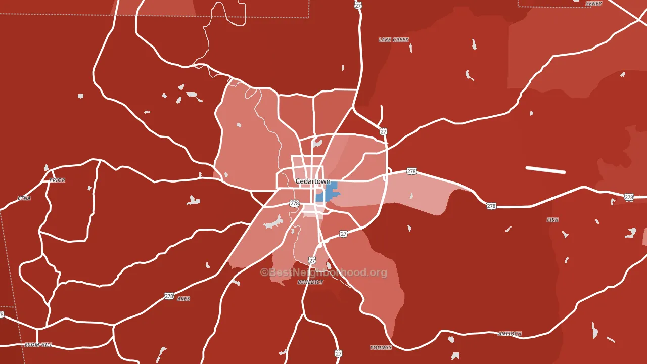 Cedartown, GA block-group political-lean map