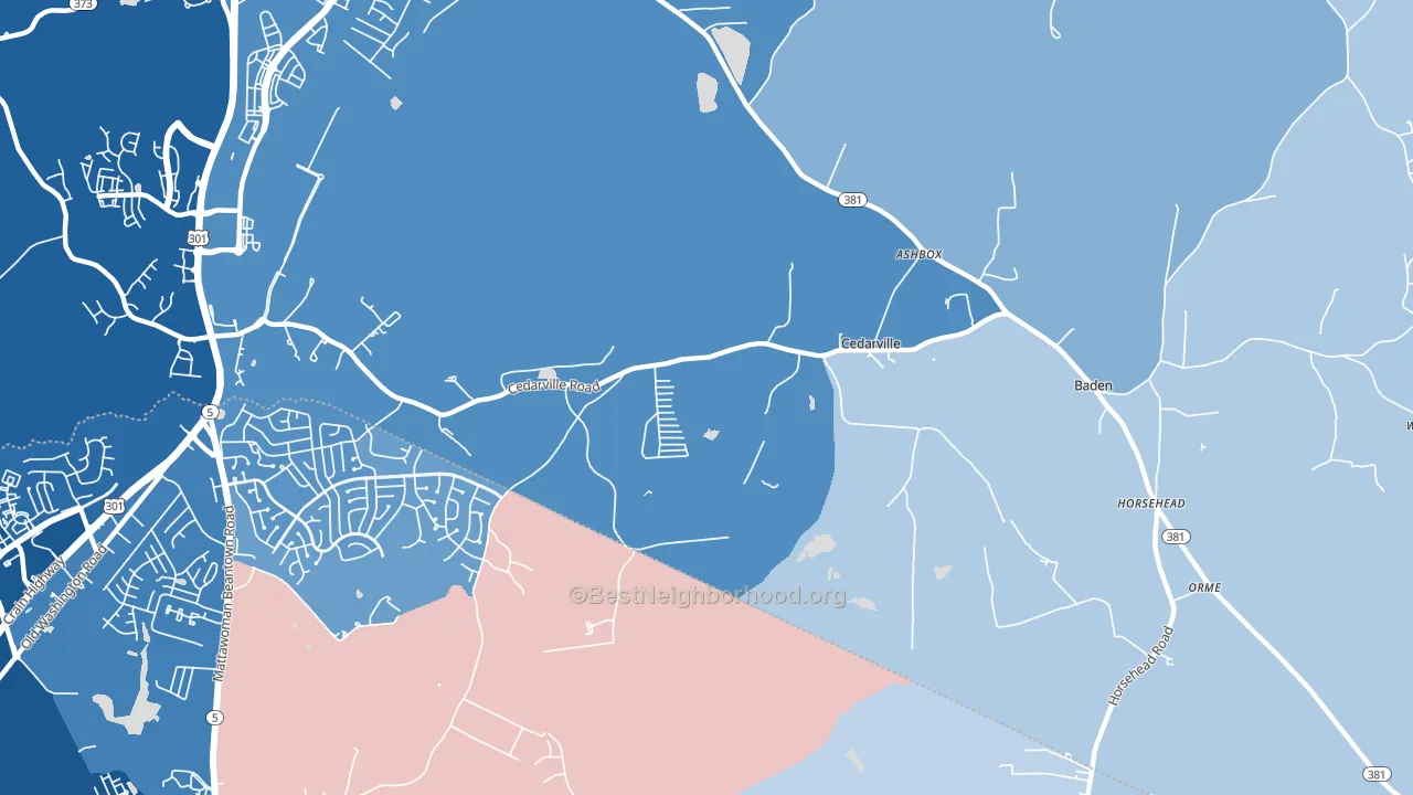 Cedarville, MD block-group political-lean map